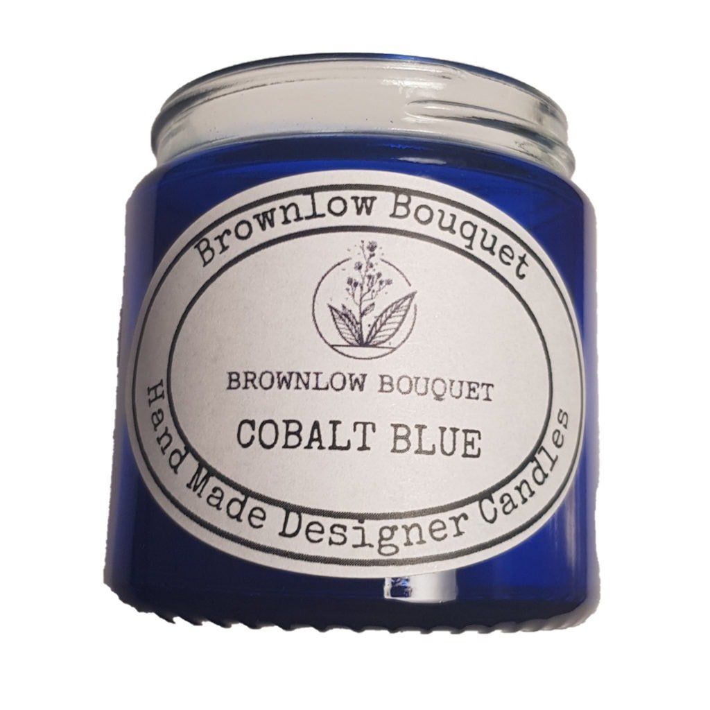 Custom Colour Translucent Gloss Cobalt Blue Jar with Label